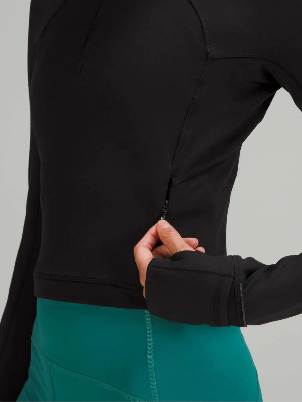 263. Lululemon Its Rulu Run Cropped Half-Zip Black LS size 10 EUC